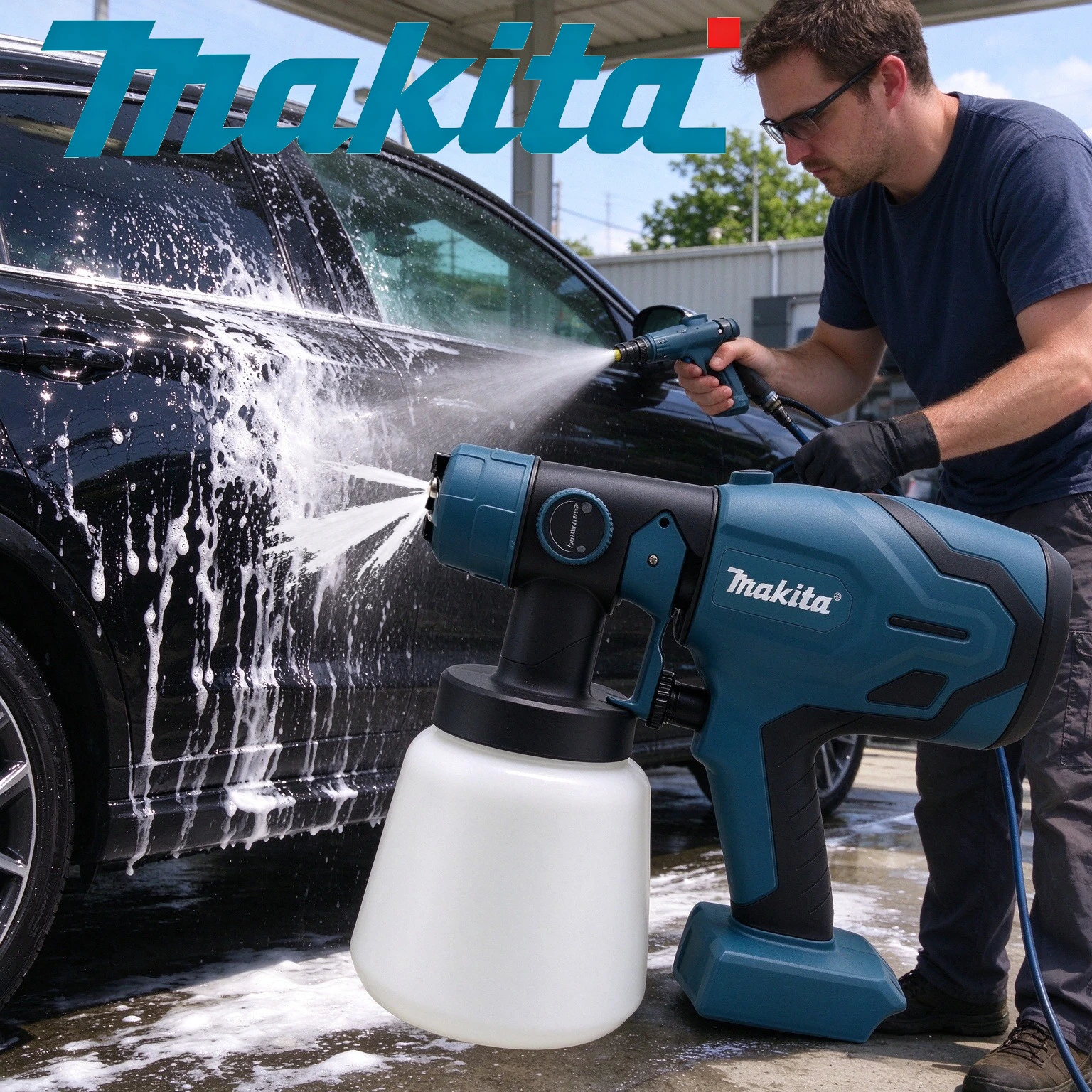 100% NEW Makita 18V BL1860 Battery Cordless Electric Paint Spray Gun 1L Portable Paint Sprayer for Auto Furniture Painting Tool