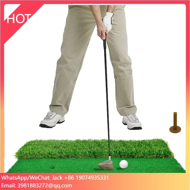 2-in-1 Indoor Golf Hitting Practice Training Mat Long & Short Grass for Swing Cutting Practice Golf Hitting Mat