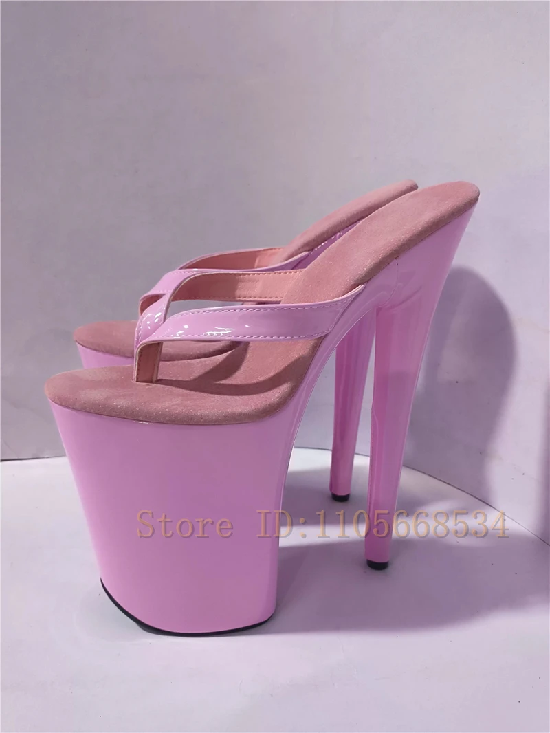 23/26CM Super High Heel Clip Toe Slippers Women Fashion Sexy Platform Slip On Flip Flop Slides for Nightclub Pole Dance