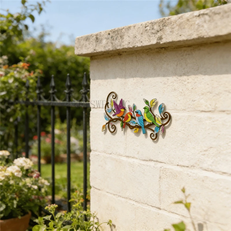 Outdoor Metal Bird Wall Art Hanging Decor, Rustproof Iron Bird Wall Ornament, Garden Fence Yard Patio Wall Mount Craft Sculpture