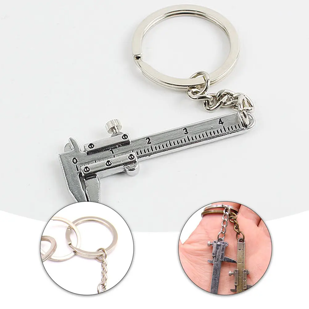 2Pcs Mini Caliper Keyring Professional Vernier Caliper Zinc Alloy Sturdy Portable Measuring Tool for Workshop Lab Keychain Gift