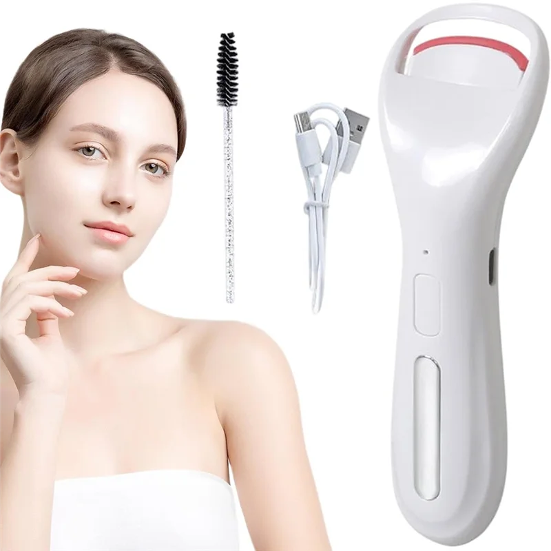 أداة تجعيد الرموش الكهربائية القابلة لإعادة الشحن من ABJO مع أداة أسطوانة تسخين أكبر لتجعيد الرموش طويلة الأمد للنساء