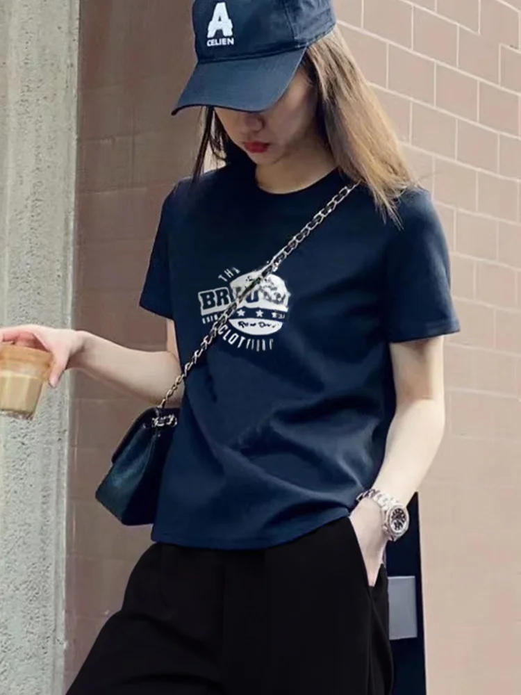 

Гонконг Sle Light Maturi Wind Топ с буквенным принтом Прямые брюки Комплект из двух предметов Женская одежда для поездок на работу Sle Хлопок B...