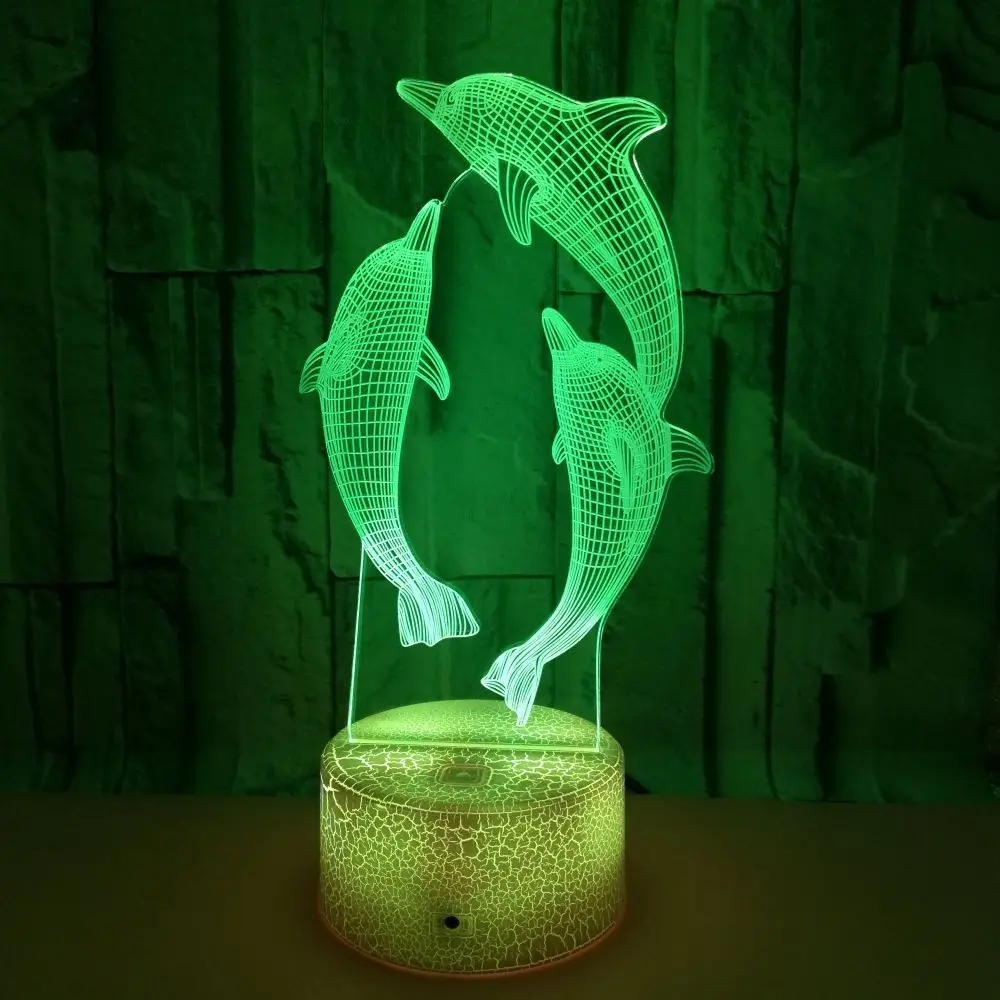 Nighdn Dolphin Night Lights para decoración de habitación, lámpara Led de mesa de escritorio que cambia de Color, luz nocturna para niños, regalo de cumpleaños y Navidad