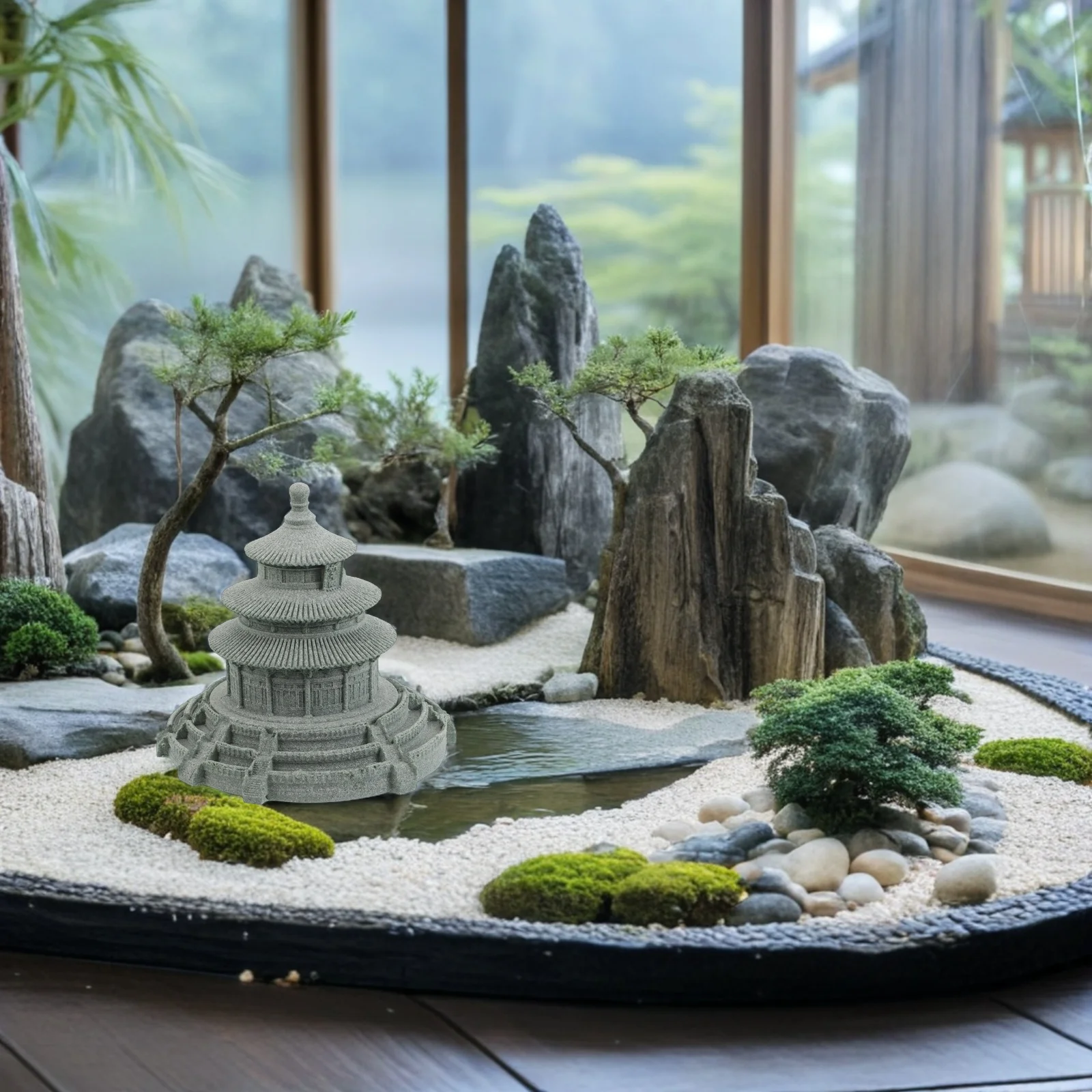 

Authentic Miniature Heaven Micro Landscape Chinese Ancient Architecture Sandstone Desktop Ornament Durable Detailed