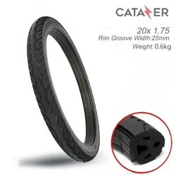 CATAZER 20Inch Bicycle Solid Tire BMX Bike Tire 20x1.75 Rubber Black Tires Anti-slip Tubeless Riding BMX Bike Tires Cycling Tyre