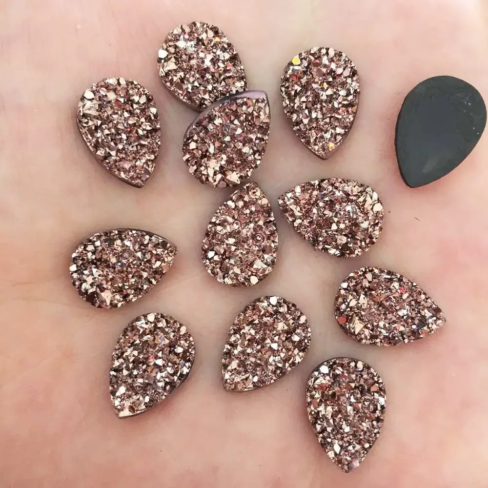 50pcs Shiny AB Resin 10*14mm Drop irregular surface Ore crystal flatback rhinestone Ornaments DIY Wedding appliques craft SW84*2