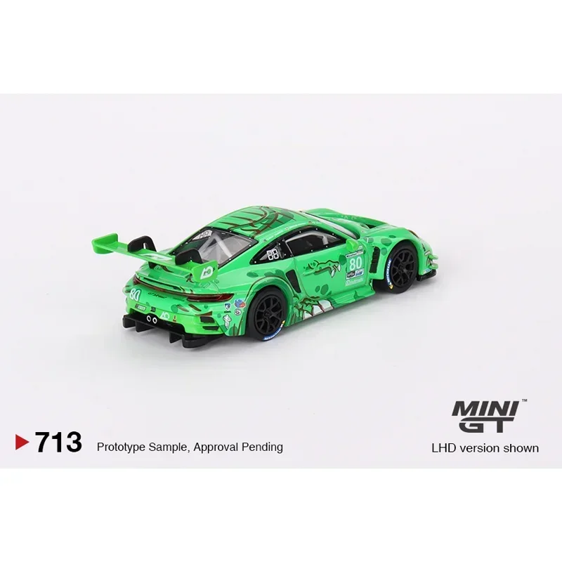 MINIGT 1/64 Porsche 911 GT3 R # 80 regalos de modelo de metal fundido a presión de vehículo de motor de juguete de aleación