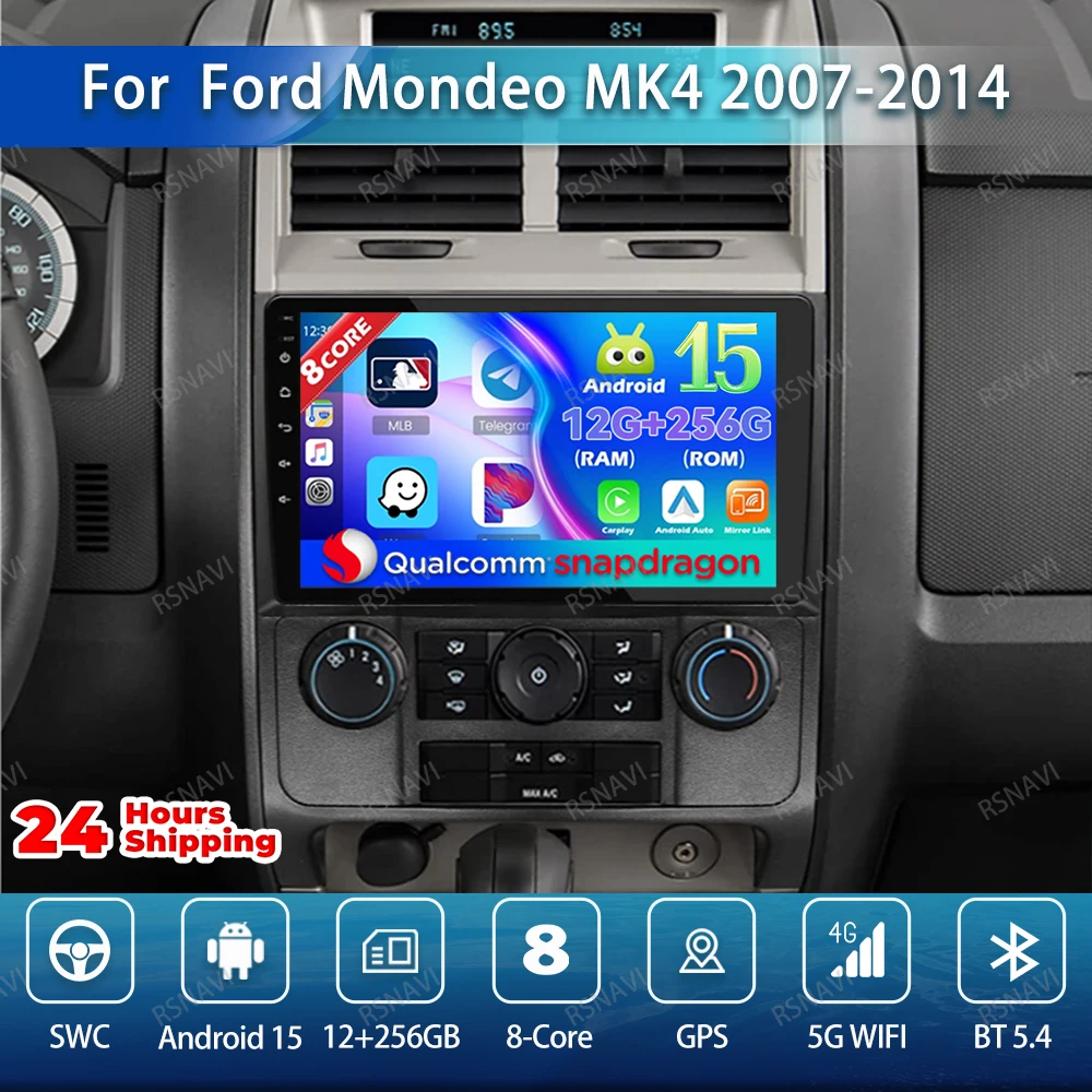 

Автомобильный радиоприемник Android 15 для Ford Mondeo MK4 2007-2014 Qualcomm Viedo Player IPS BT AUTO Мультимедиа 9/10 дюймов AI Voice NO 2DIN DSP
