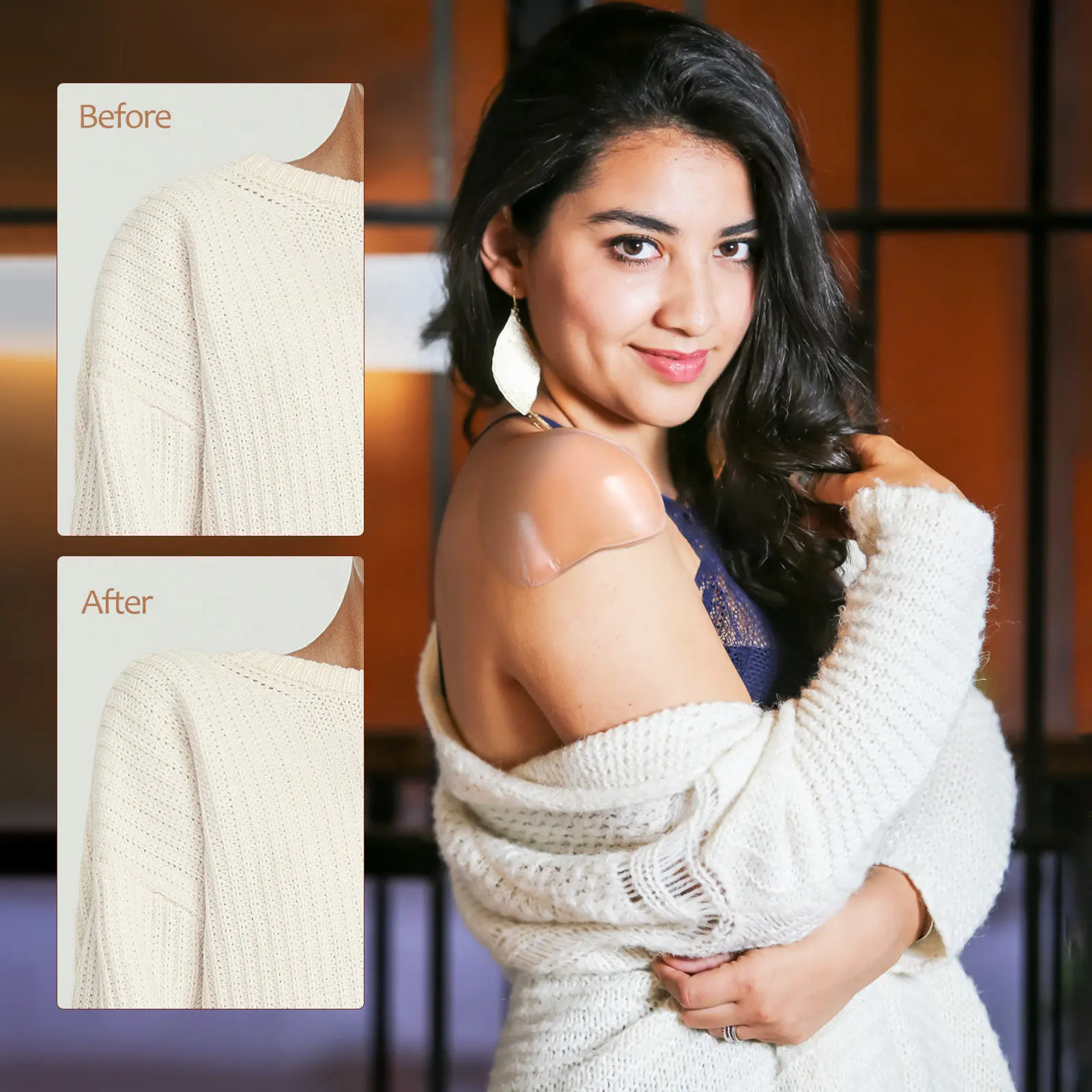 4Pairs Silicone Shoulder Pads for Women Enhanced Shoulder Shape Posture Support Anti-Slip Invisible Cushion Horizontal Vertical