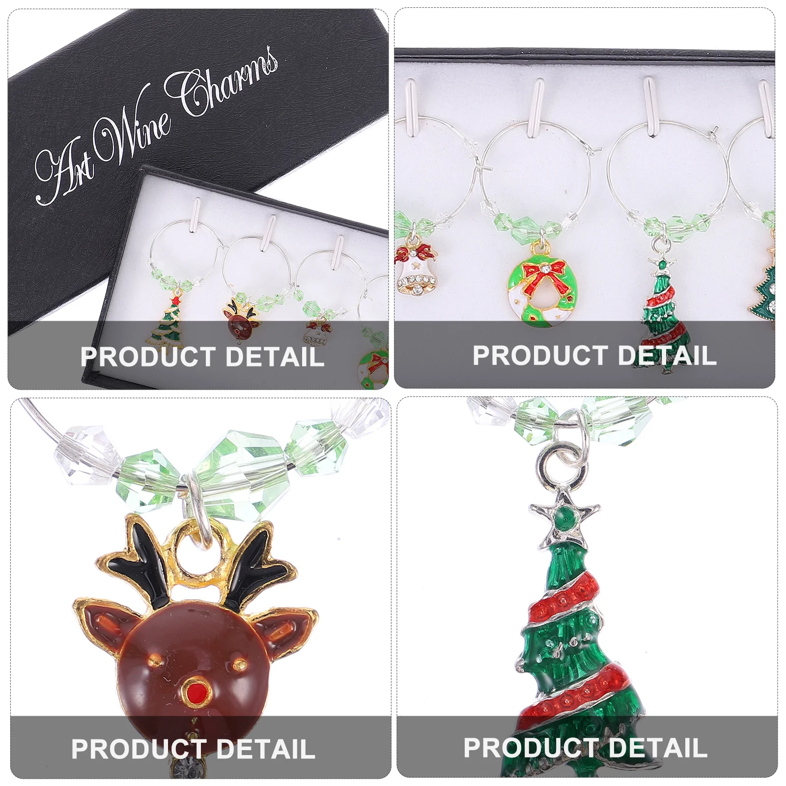 

6 pcs Wine Glass Markers Colorfast Reusable Alloy Pendants For Party Christmas Decorations Stylish Rings Multipurpose Bar Tools