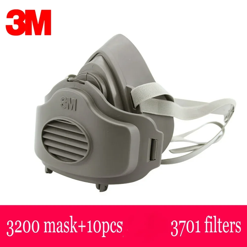 

3M 3200 Half Face Dust Gas Mask with 20pcs 3M 3701 filters Respirator Safety Protective Mask Anti Dust Organic Vapors