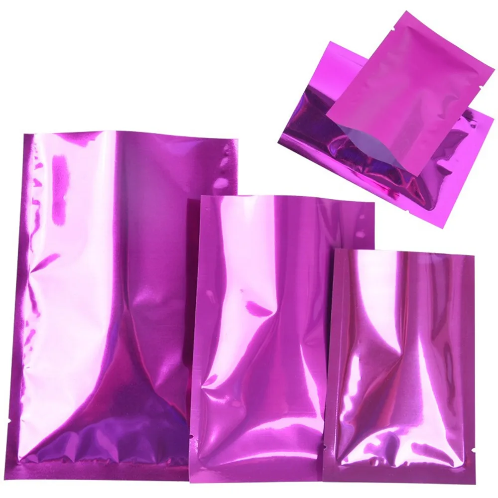 100pcs Colored Aluminum Foil Bags Heat Sealable - Food Grade Top Open Aluminizing Plastic Flat Pouch Powder Facial Mask Package