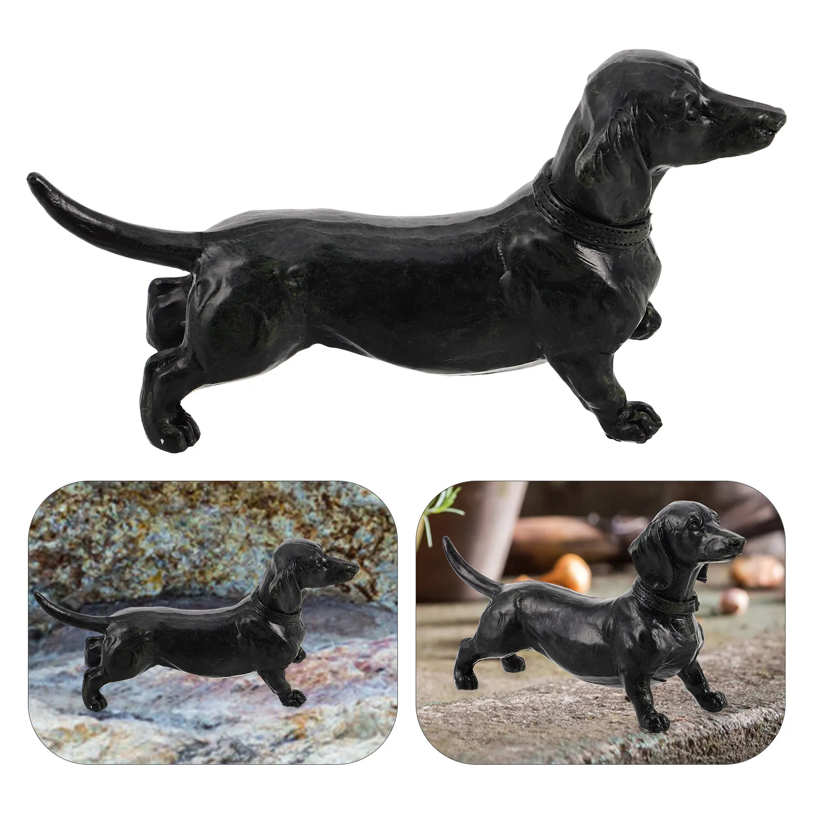 

Dachshund Statue Adorable Figurine Puppy Decor Garden Animal Sculpture Desktop Craft Gift Idea Outdoor Home Office Use Resin Dog
