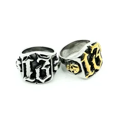 New Vintage Mens 13 Letter Ring Fashion 316L Stainless Steel skull Rings for Women Men Biker Punk Party Jewelry Male Bijoux