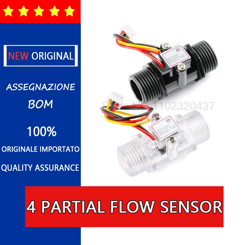 4-point transparent/black water flow sensor flowmeter water flow meter YF-S201C turbine