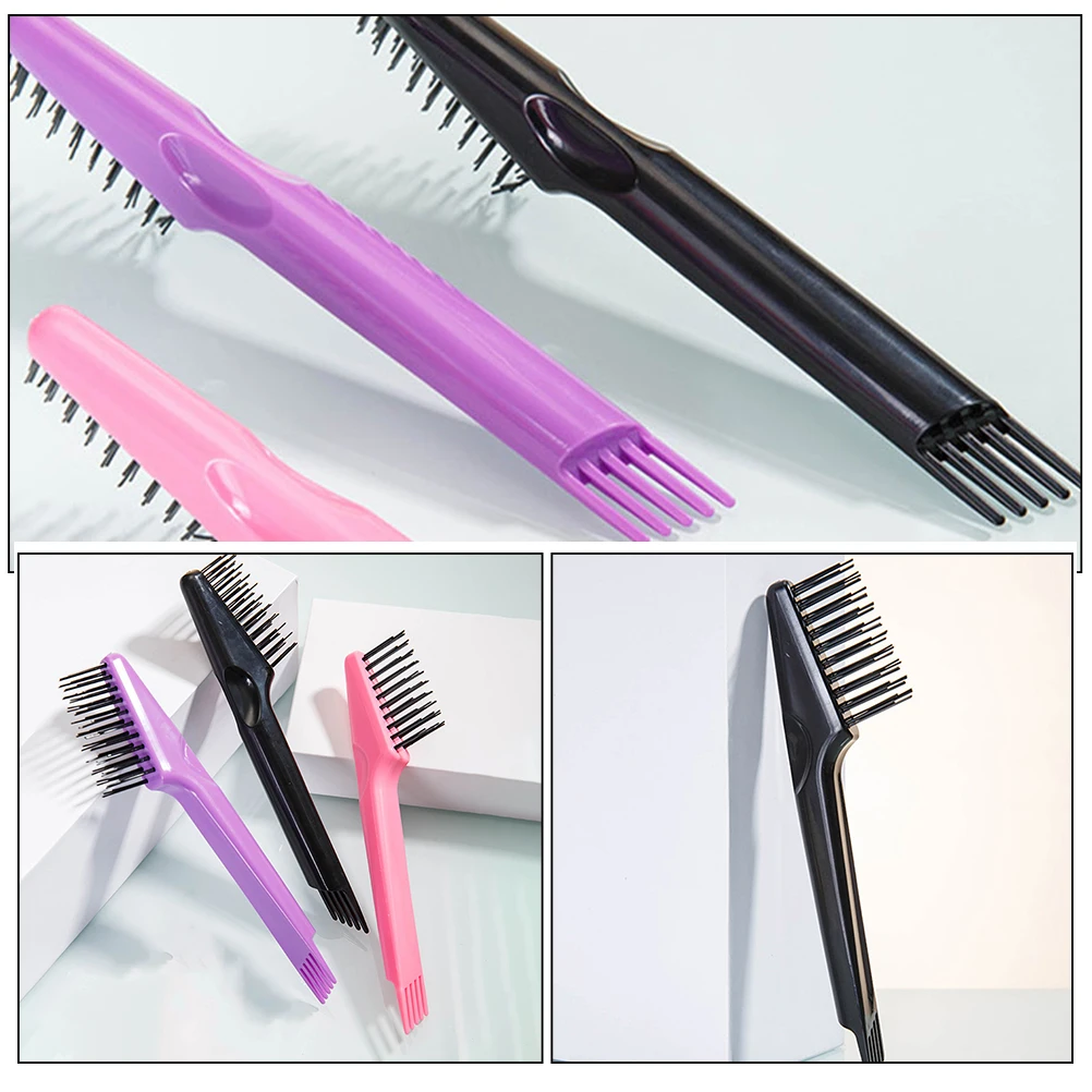 3 uds cepillo de pelo herramienta de limpieza peine cepillo limpiador Mini removedor de pelo eliminación de restos de caspa cerdas suaves multiuso rosa púrpura