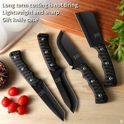 1pc Black Blade Pocket Knife, Home Portable Pocket Knife, Barbecue Special Meat Cutter Fruit Knife Fishing Knife