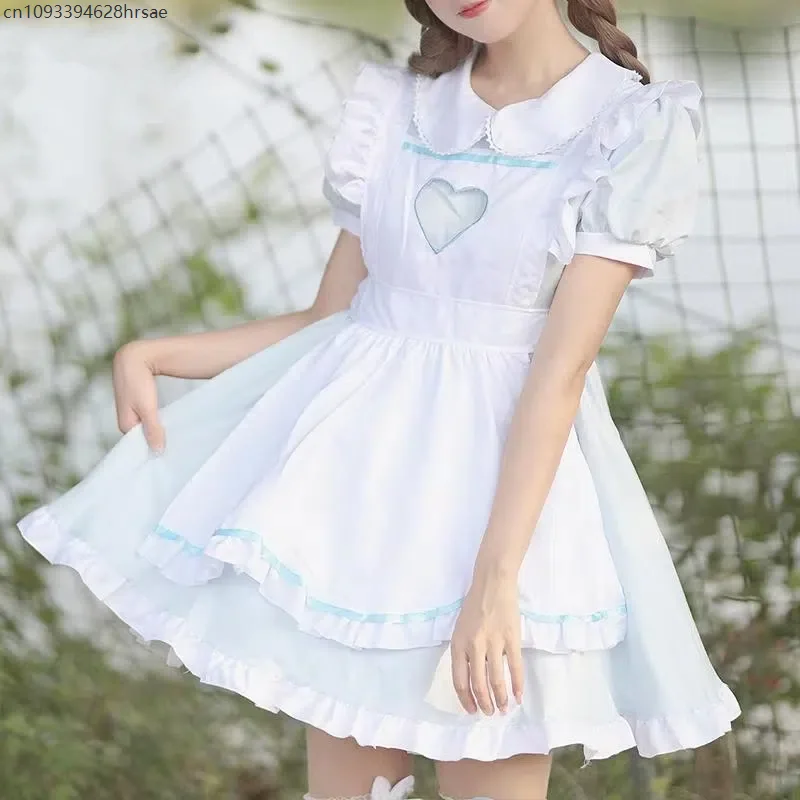 Vestido de Lolita, vestido de sirvienta rosa para mujer, conjunto de vestido negro de manga corta para mujer, disfraz de Halloween, traje de fiesta