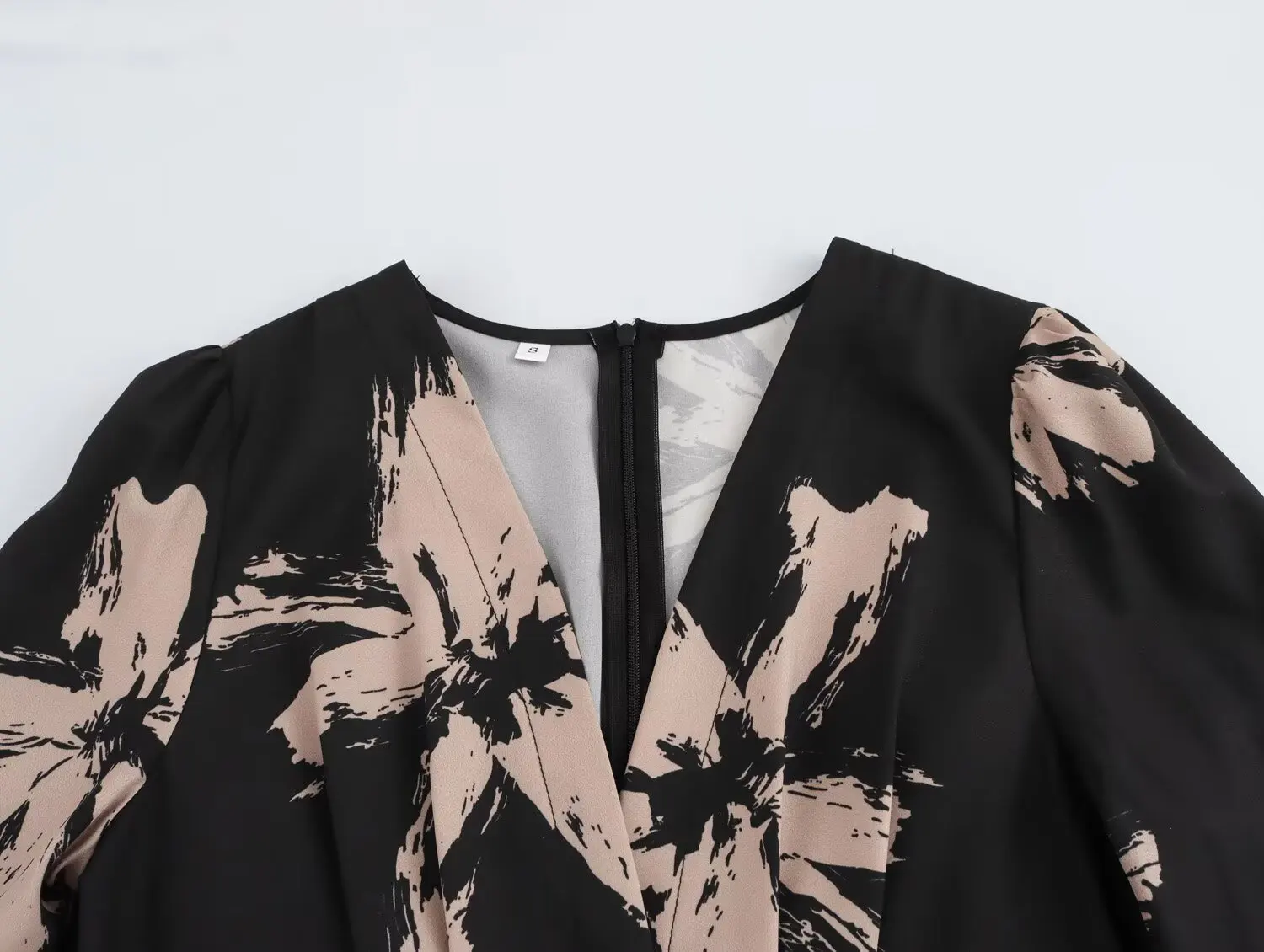 KONDALA elegante estampado de flores de manga larga de cintura alta Vestido de mujer moda 2025 primavera cuello en V Vestido largo drapeado Vestido Casual suelto