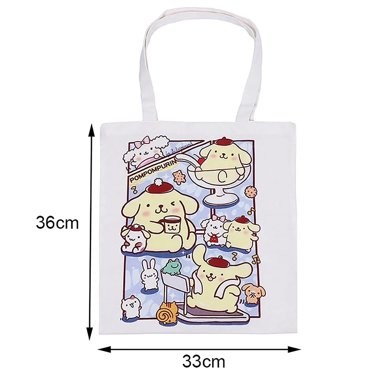 Bonito Anime Canvas Shoulder Bag, Saco De Compras Dos Desenhos Animados, Minha Melody Kuromi, Grande Capacidade, Sacos De Armazenamento Simples, Meninas Presentes, Moda