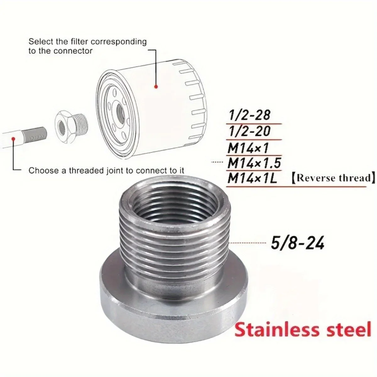 1/4-24 Umwandlung 1/4-20 1/4-28 m14x1l m14x1 m14x1, 5 Edelstahl-Gewinde adapter