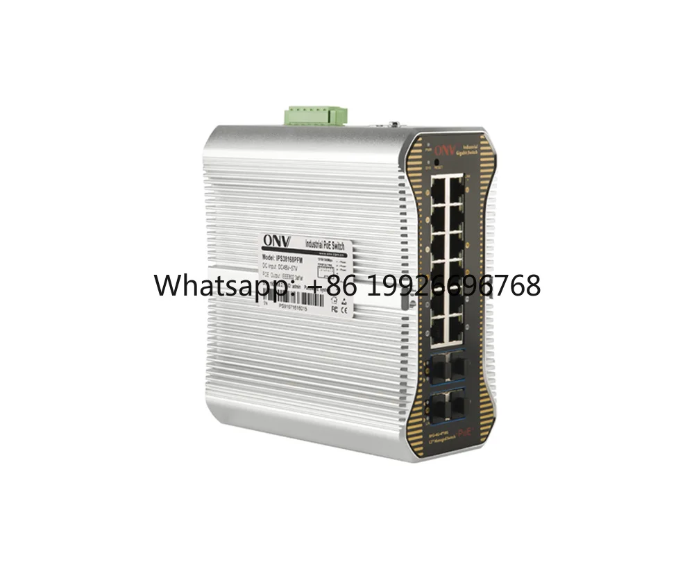 L3 Industrial Grade 4*10G SFP Optical + 12 *1000M RJ45 Ports Managed DIN Rail POE Switch for IP Camera