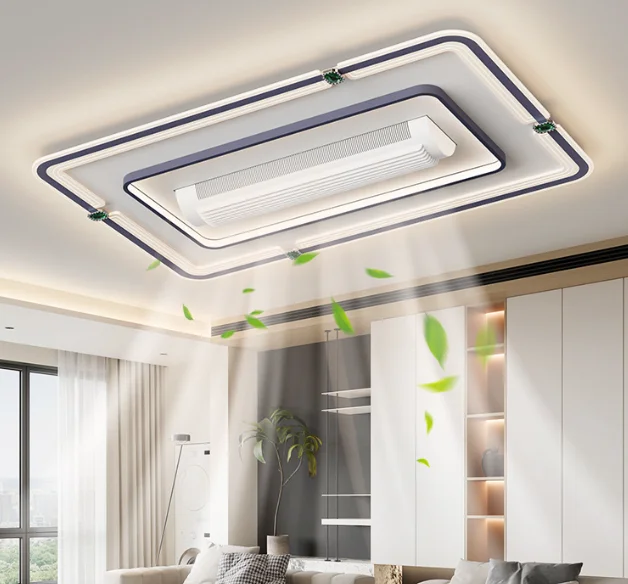 Modern Ultrathin Bladeless Iron Ceiling Fan Light with DC Motor Remote Control LED 220V for Living Room Bedroom & Dining