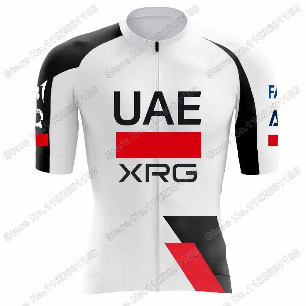 UAE Team チームバイクウェアセット,白と黄色のロードサイクリング