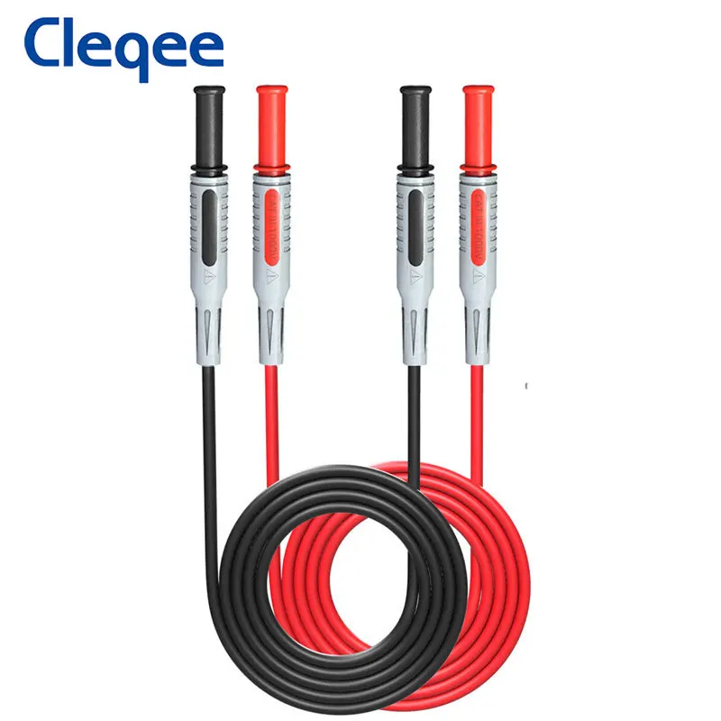 

Cleqee P1032 2PCS Sheathed 4mm Banana to Banana Plug Multimeter Test Leads 1M Cable Insulated PVC Copper Wire 1000V 15A