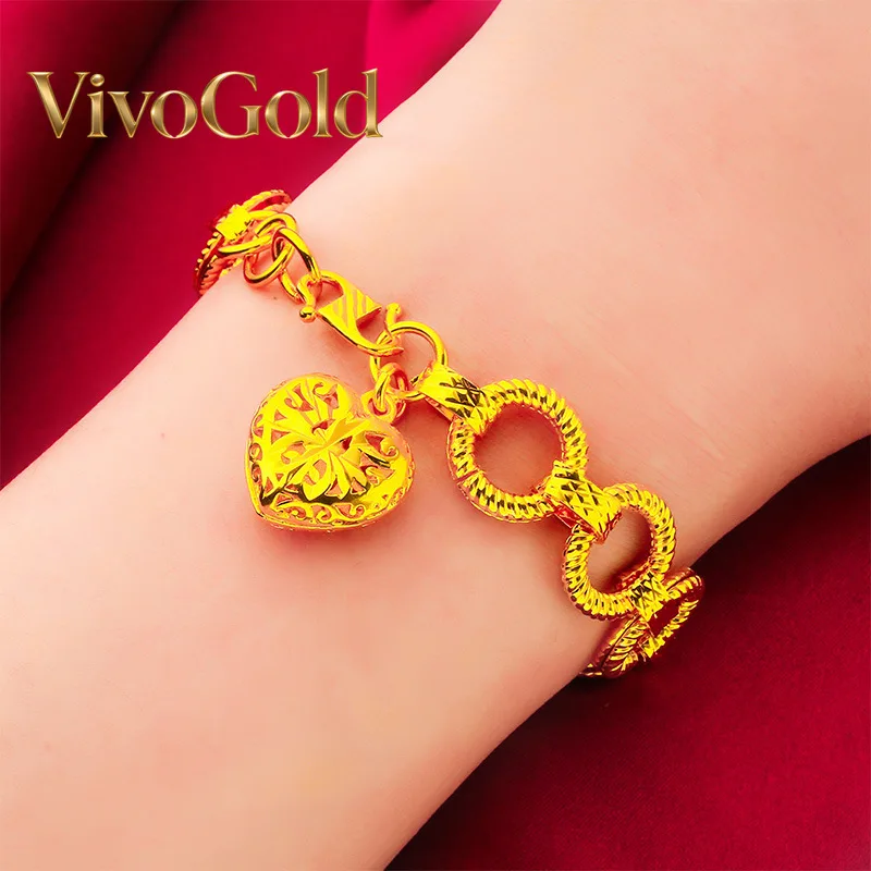 

Женский ажурный браслет VivoGoldLove, 24-каратное золото, AU999 | Полированное колье с филигранным узором в форме сердца на изящной цепочке, нежная романтика на каждый день.