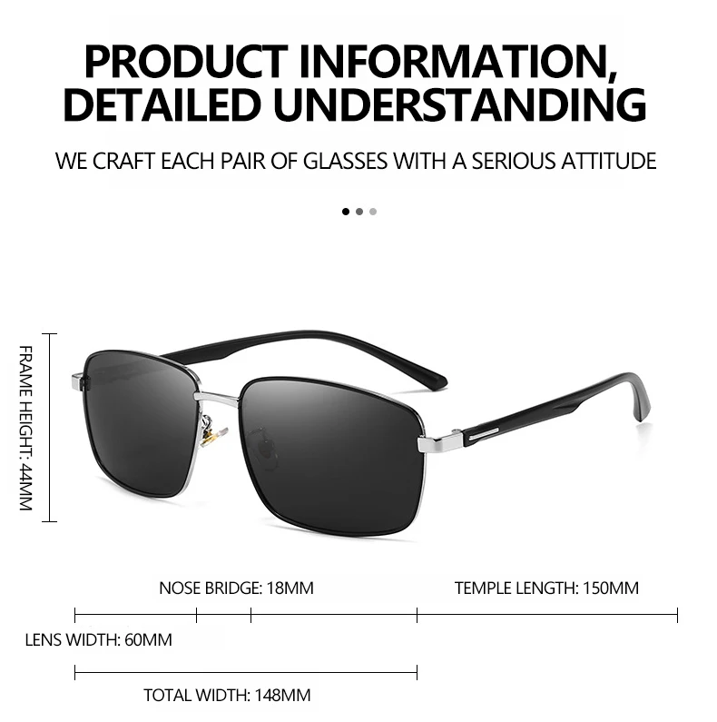 Business Metall Quadratischer Rahmen Polarisierte Sonnenbrille Luxus Übergroße UV-Schutz Sonnenschutzbrille 5027 – Detail 5