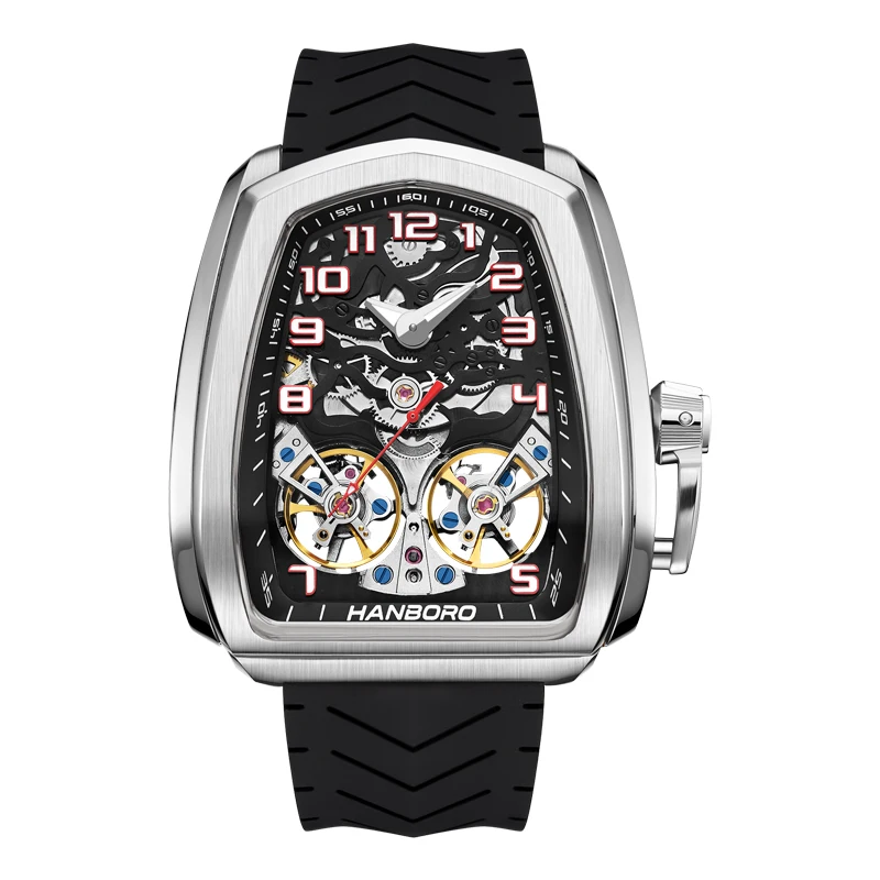 HANBORO volautomatisch mechanisch herenhorloge uitgehold polshorloge trend waterdicht lichtgevend horloge - afbeelding 1