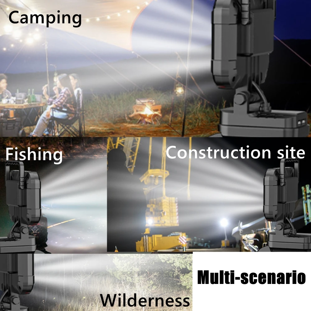

8 inch LED Work Light for Makita Dewalt Milwaukee 18V Battery Dual USB Rechargeable Camping Floodlight