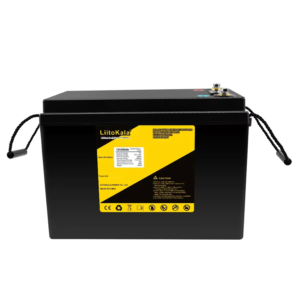 LiitoKala 12V 200Ah LCD Lifepo4 Battery 4S 12.8V 200Ah z wyświetlaczem napięcia do 1200w Inverter Boat Golf Cart UPS