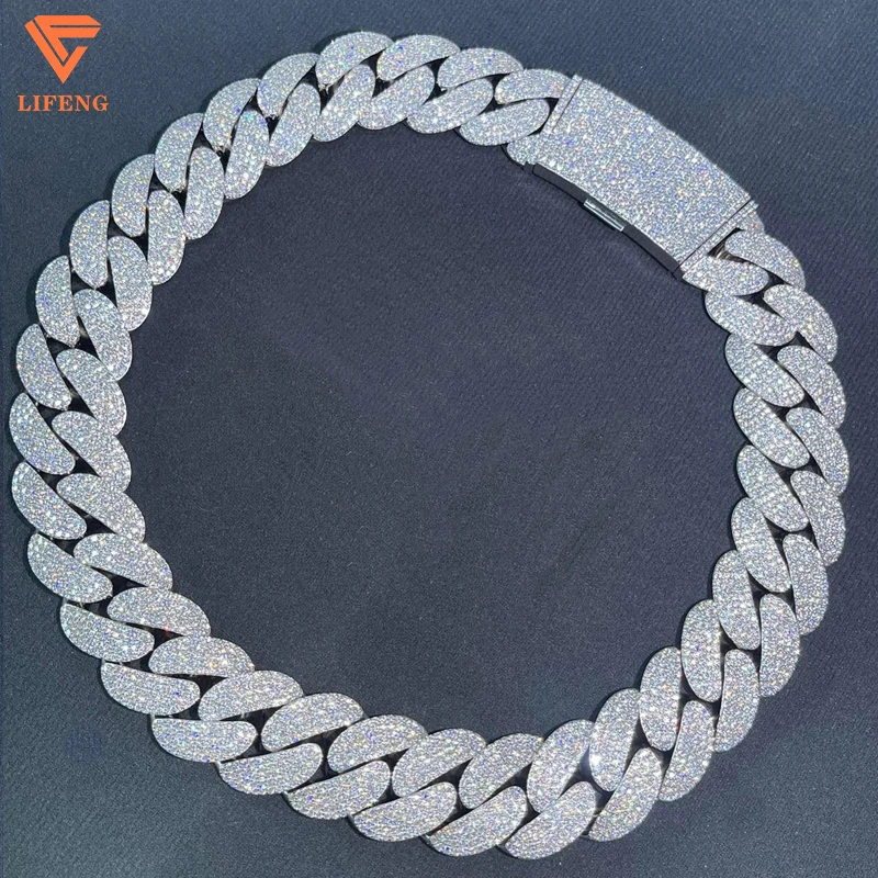 

Lifeng jewelry iced out hip hop cuban link chain Full VVS Moissanite diamond Miami cuban chain necklace for men