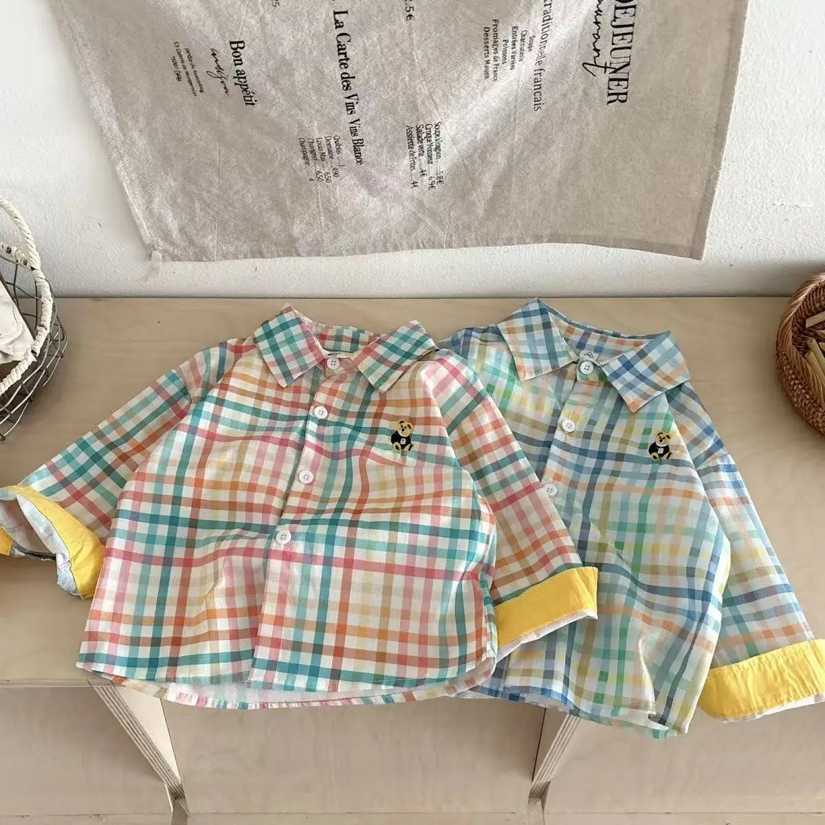 

Children's Shirt Spring and Autumn 2026 New Style for Boys and Girls Plaid Shirt Kids Coat Top 80-130cm