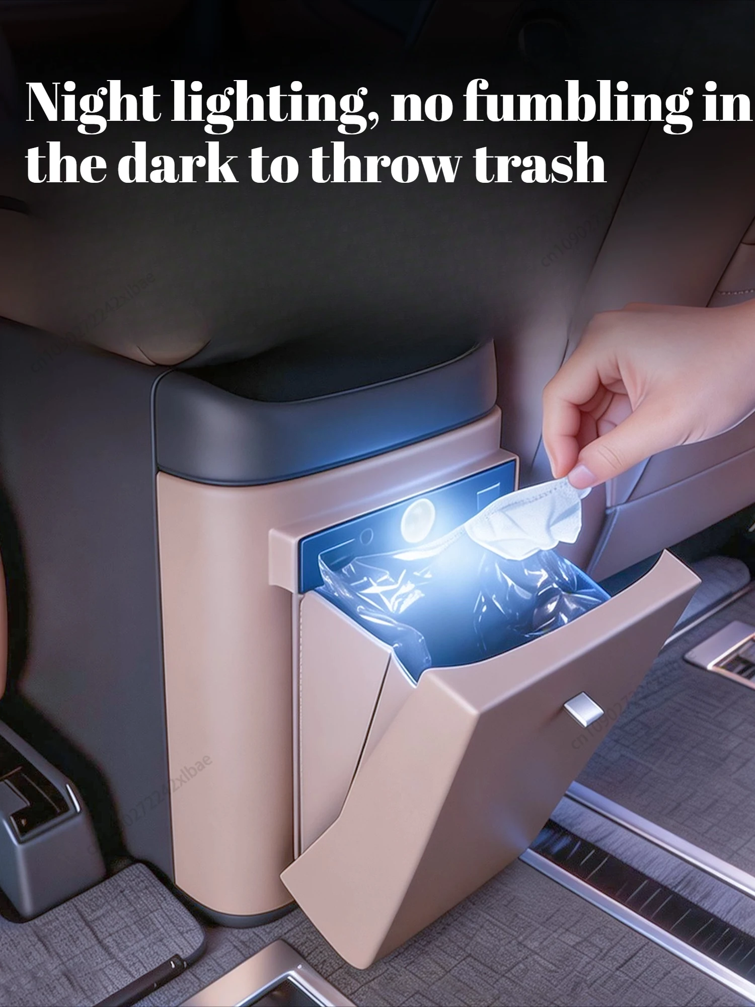 Fits for BYD TI7 2026, Upgraded Refrigerator Anti-Kick Trash Can With LED Light, Original Color Interior Upgrade durable