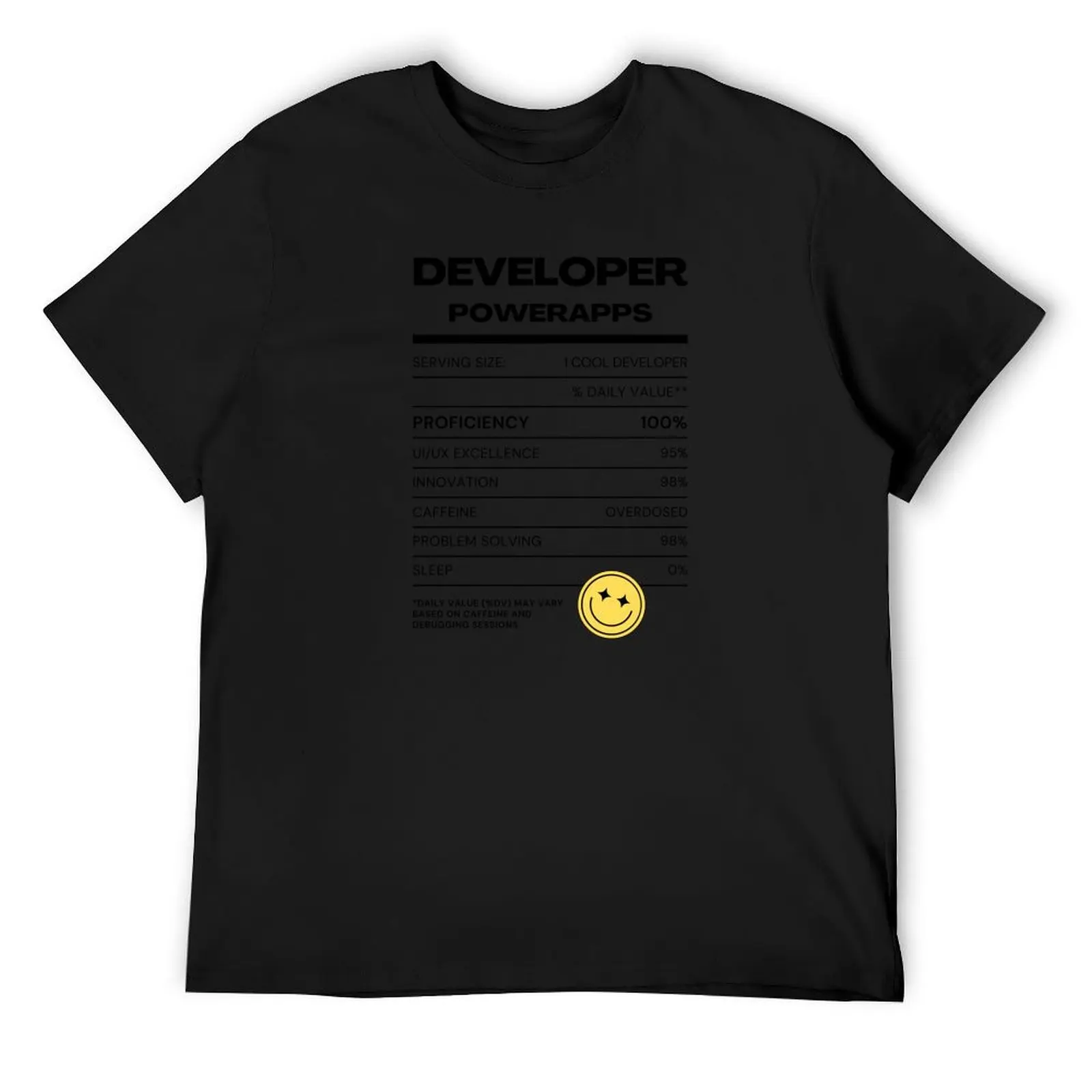 PowerApps Developer Nutritional Facts: Unleash Your Coding Power! T-Shirt summer tops for a boy mens clothes