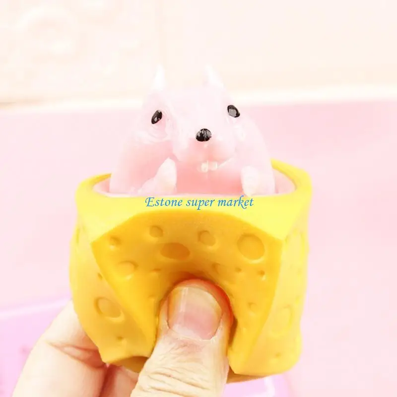 090B Realistic Cheese Spong Cartoon Cheese Toy Squirrel Popping Out Interactive Toy Office Decompress