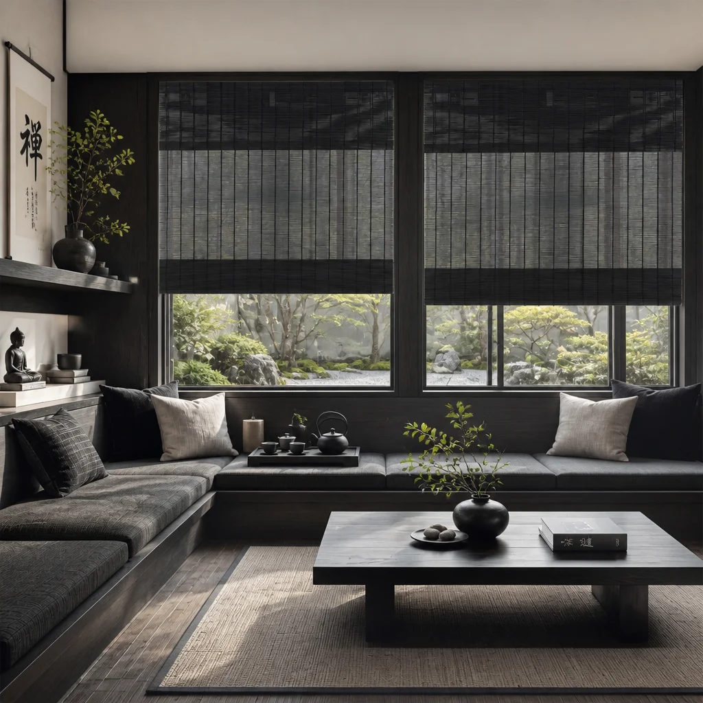 No Tools No Drill Cordless Bamboo Roman Shades, Light Filtering Window Treatment, Roll Up Bamboo Blinds for Window Roller Blinds
