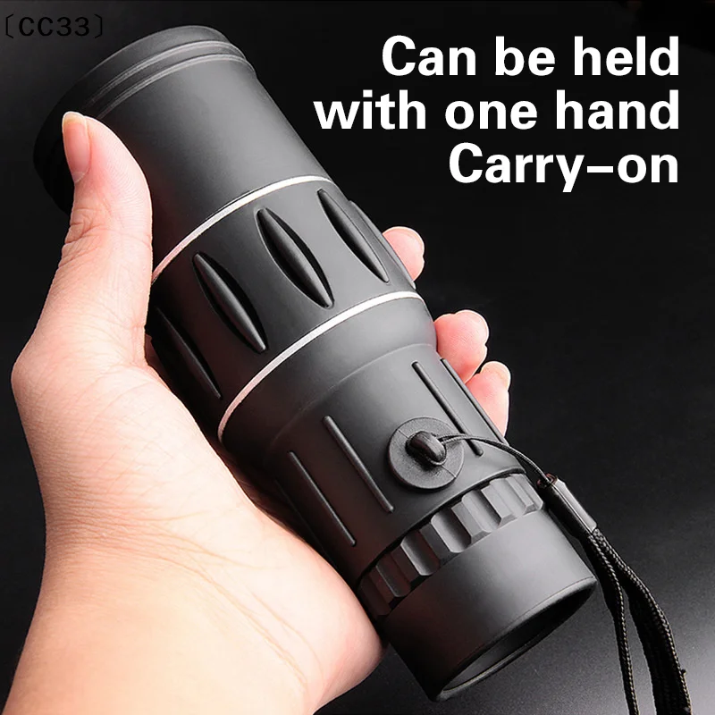 Télescope monoculaire 16X52, jumelles à double mise au point et zoom, vision nocturne HD avec sangle, lentille optique/caoutchouc, pour l'extérieur〔CC33〕