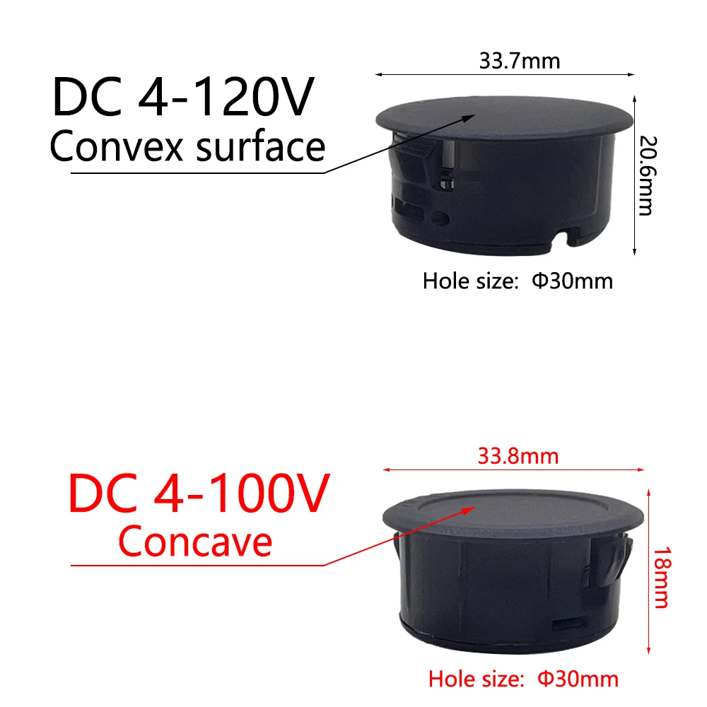 DC 4-100V LED Digital Display Round Two-wire Voltmeter DC Digital Car Voltage Current Meter Volt Detector Tester Monitor Pane