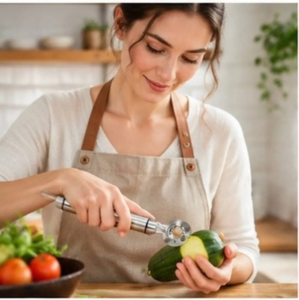 2Pcs Stainless Peeler Spoon Long Handle Groove Edge Cutter Cactus Peeling Tool Multifunction Kitchen Noodle Cutter