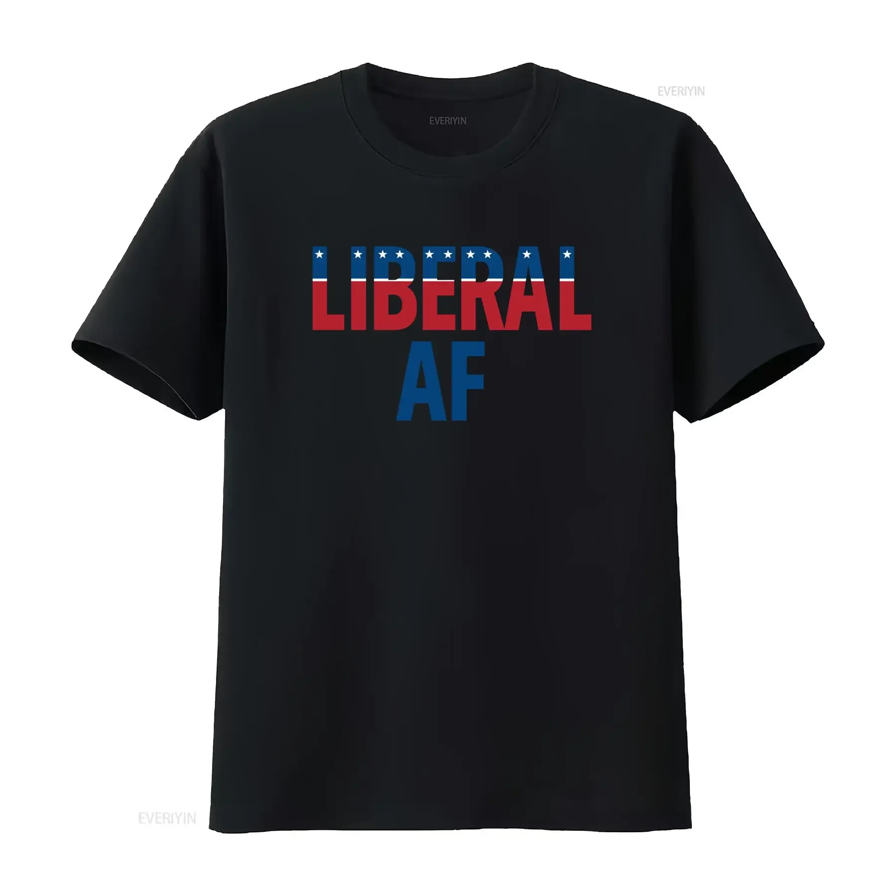 Patriotic Liberal AF Slogan American Flag Color Print Casual T Shirt vintage Washed Versatile streetwear Comfortable Stylish