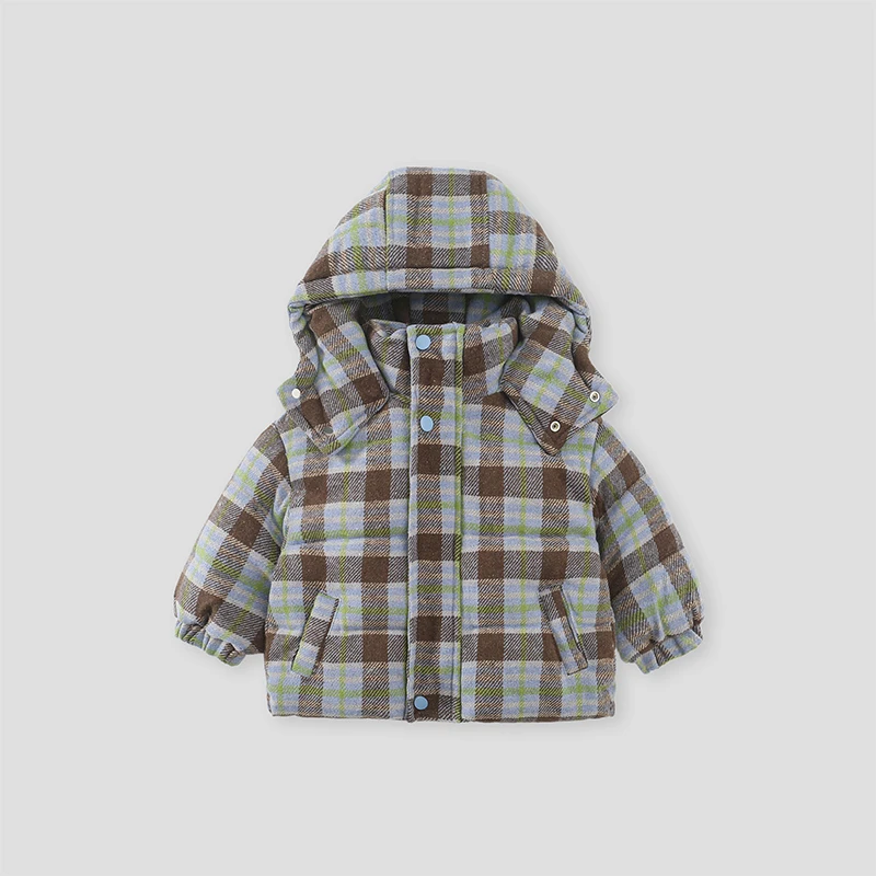 

Fashion Plaid Kids Jacket 2025 Korean Thicken Cotton Warm Boys Girls' Coat Baby Cotton Coat Plush Winter Children's Clothing