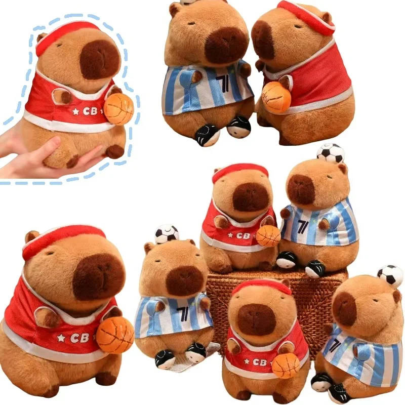 

Kawaii Capybara Football basketball Sportswear Plush Animals Pillow Cute Adorable Simulation Christmas Halloween Gift Decor