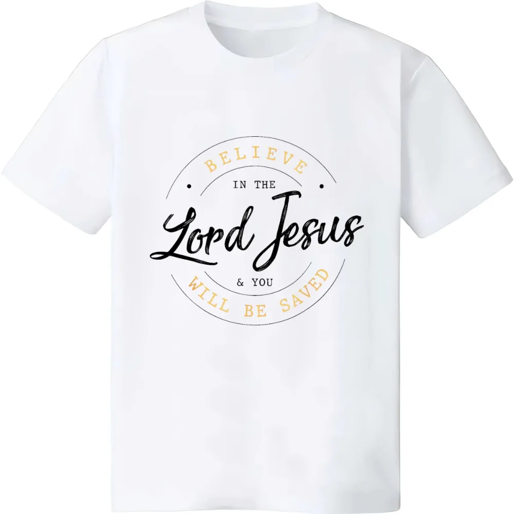

Summer Cotton Oversize T Shirt Believe in The Lord Jesus and Your Saved - Christian Women's and Men's Print Unisex T-Shirt