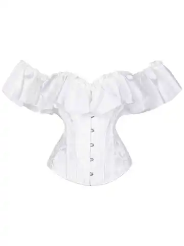 Chest corset with satin ruffled sleeves and waist-tightening palace corset at the back of the shoulder.