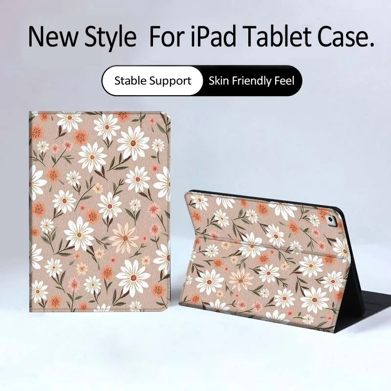 Flowers Art Popular Beautiful For iPad Pro Air Mini 2 3 4 5 6 7 6th 7th 10th 11th 10.2 9.7 10.5 11 Foldable Tablet Case Gift